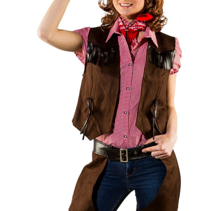 Gilet Cowgirl Western – Ecopelle Scamosciata con Frange e Borchie
