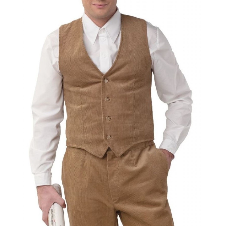 Gilet in Velluto Beige da Uomo – Stile Casual Novecento in Cotone