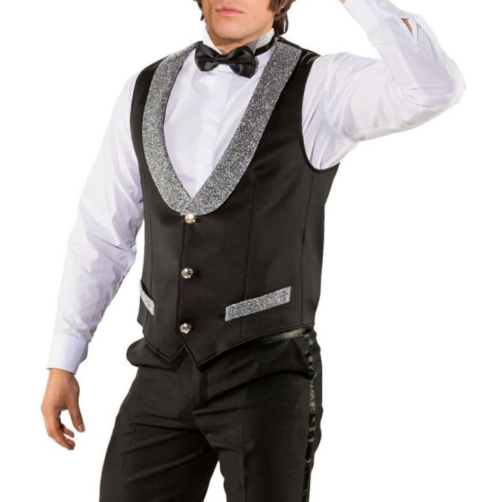 Gilet Nero Collo in Lurex da Uomo – Eleganza e Stile per Eventi di Classe