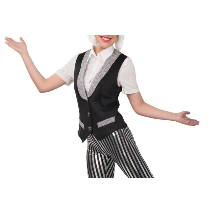 Gilet Nero Lurex Argento Donna – Eleganza e Luccichio per Eventi e Spettacoli