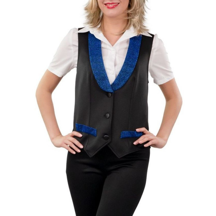 Gilet Nero Lurex Blu Donna – Eleganza e Raffinatezza per Eventi e Spettacoli