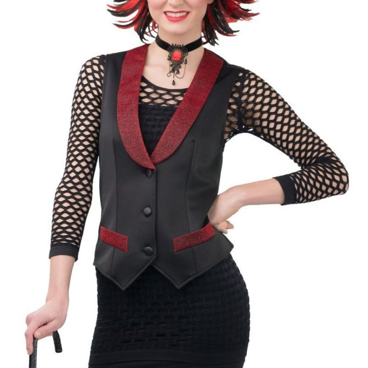 Gilet Nero Lurex Rosso Donna – Eleganza e Stile per Eventi e Spettacoli