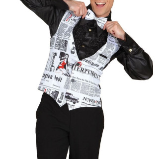 Gilet Newstime Uomo – Fantasia Giornale, Stile Elegante per Showman e Artisti