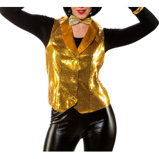 Gilet Paillettes Oro Donna – Eleganza Scintillante con Riflessi Dorati