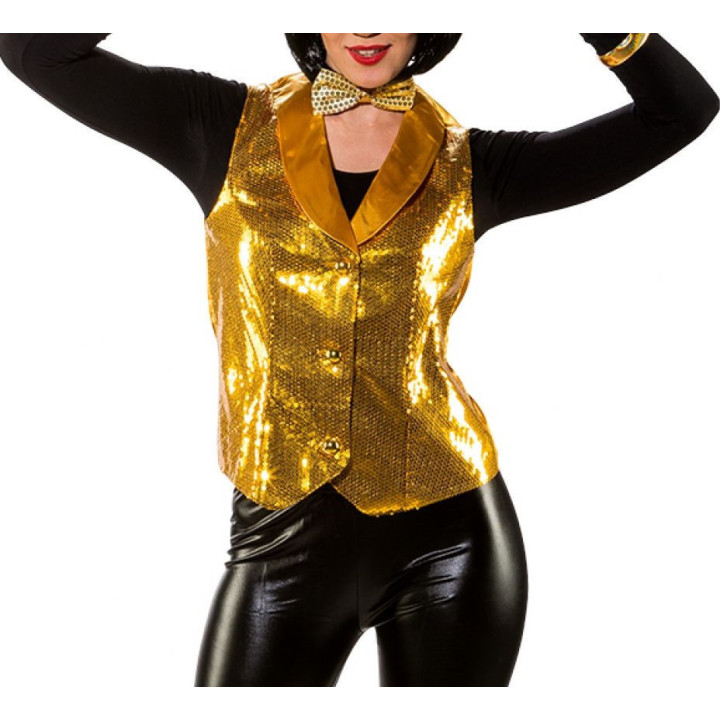 Gilet Paillettes Oro Donna – Eleganza Scintillante con Riflessi Dorati