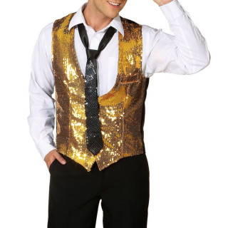 Gilet Paillettes Oro Uomo – Eleganza e Scintillio per Showman e Eventi Speciali