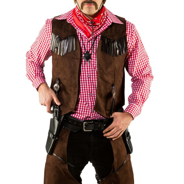 Gilet Sceriffo del West – Ecopelle Scamosciata con Frange e Borchie