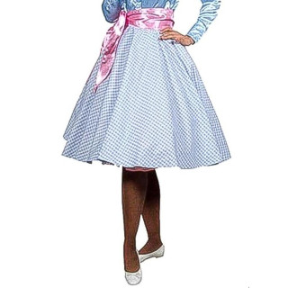 Gonna a Quadretti Azzurri Anni '60 – Look Retro con Vita Alta in Tessuto Celeste