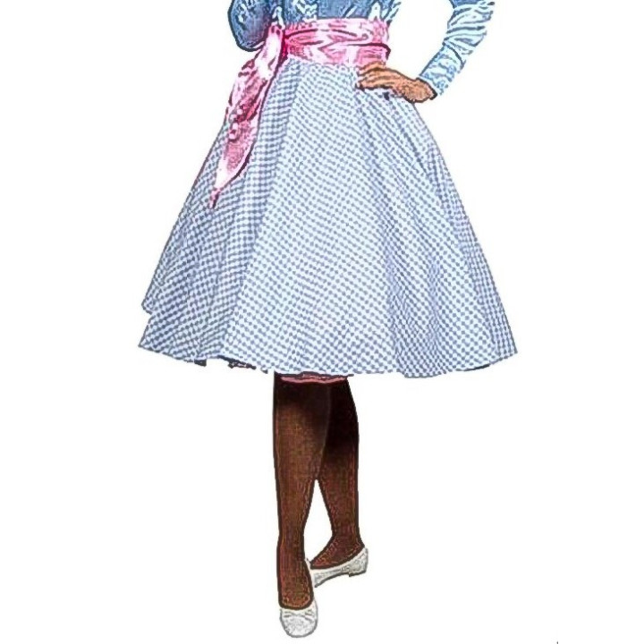 Gonna a Quadretti Azzurri Anni '60 – Look Retro con Vita Alta in Tessuto Celeste