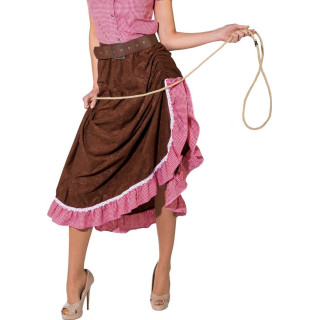 Gonna Cowgirl Rodeo – Lunga Svasata Marrone con Ruches