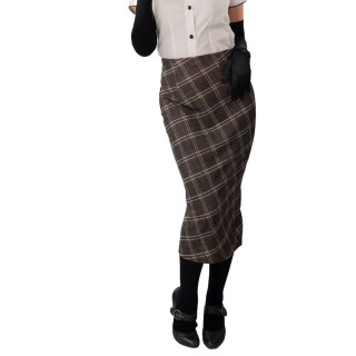 Gonna Vintage Anni '50 – Lunga a Tubo Marrone Tartan
