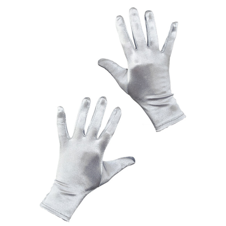 Guanti in raso argento