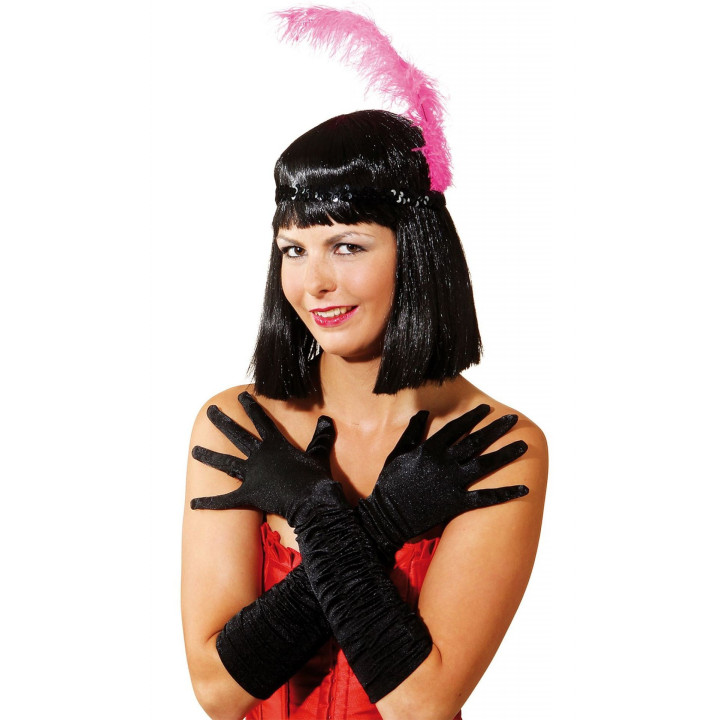 Guanti in raso arricciati neri