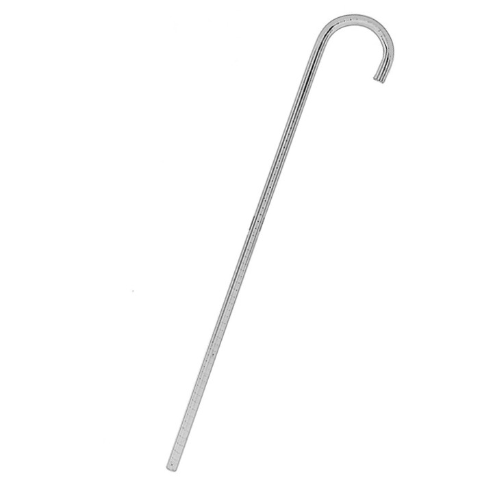 Bastone argentato con manico curvo