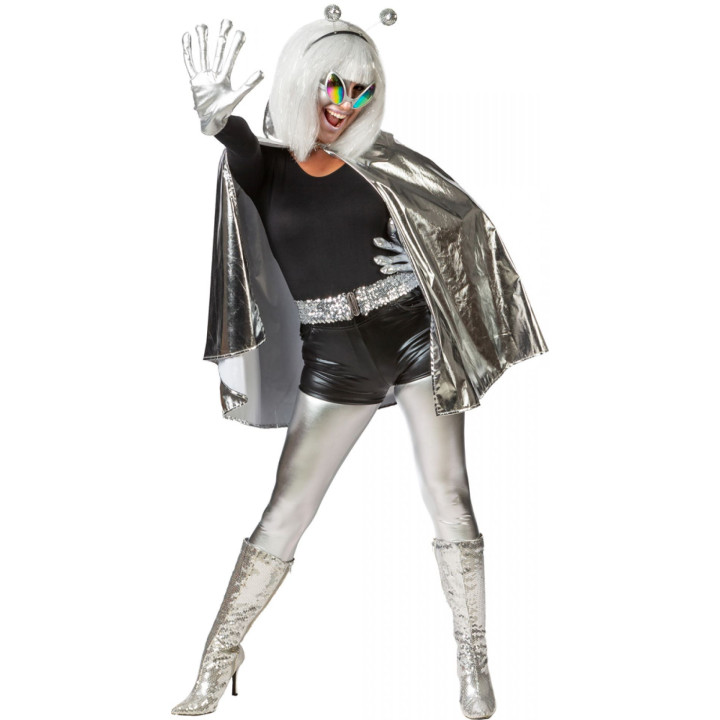 Mantellina Silver Argento Lucido per Supereroi, Alieno o Eleganza New Age