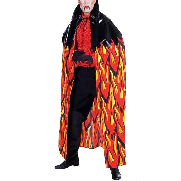 Mantello Fiamme Devil con Ecopelle - Eleganza Infernale per Halloween e Spettacoli
