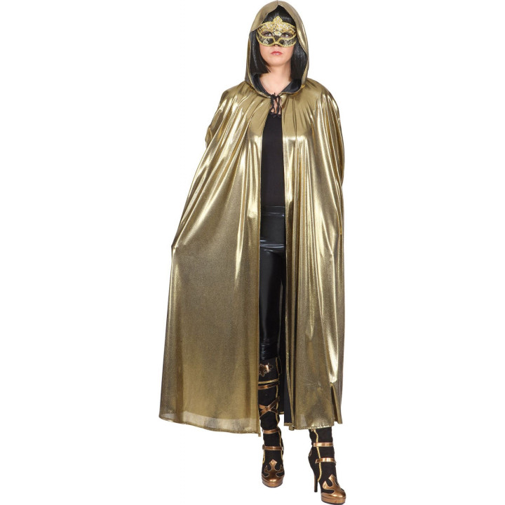 Mantello Glamour Oro con Cappuccio – Costume Carnevale Veneziano e Spettacolo