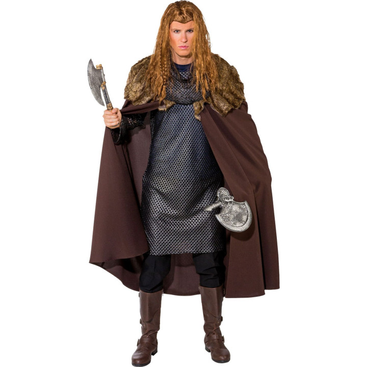 Mantello Guerriero Barbaro con Mantellina in Pelliccia – Look Vichingo e Storico