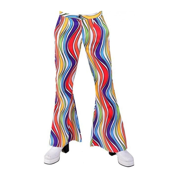 Pantaloni a Zampa Arcobaleno – Stile Hippie Anni '60 con Fantasia a Strisce