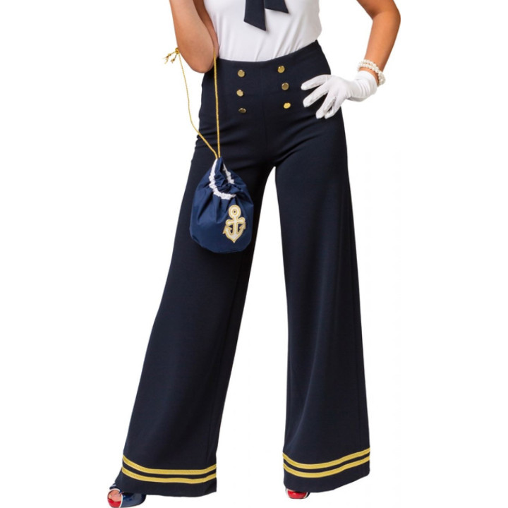 Pantaloni alla Marinara – Stile Navy con Bottoni Dorati