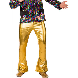 Pantaloni Disco Gold – Stile Luminoso e Riflettente in Oro Laminato