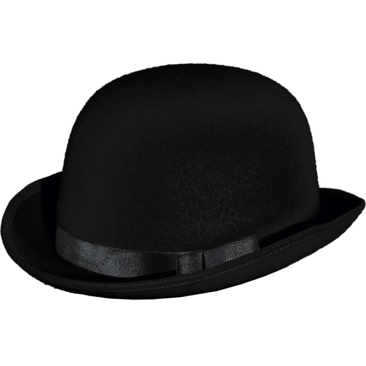Bombetta Nera Classica con Fascia in Raso Lucido – Cappello Elegante in Stile Inglese