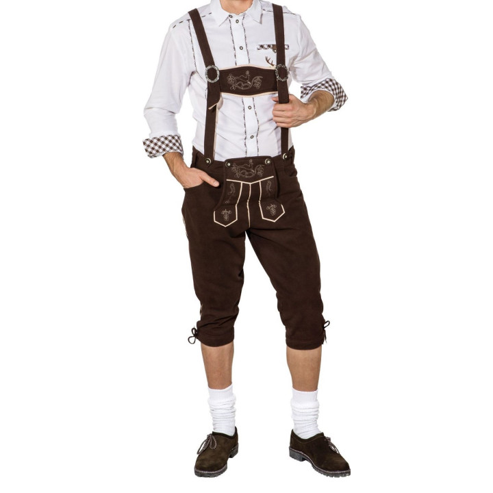 Pantaloni Tradizionali Tirolesi con Bretelle e Ricami – Stile Bavarese