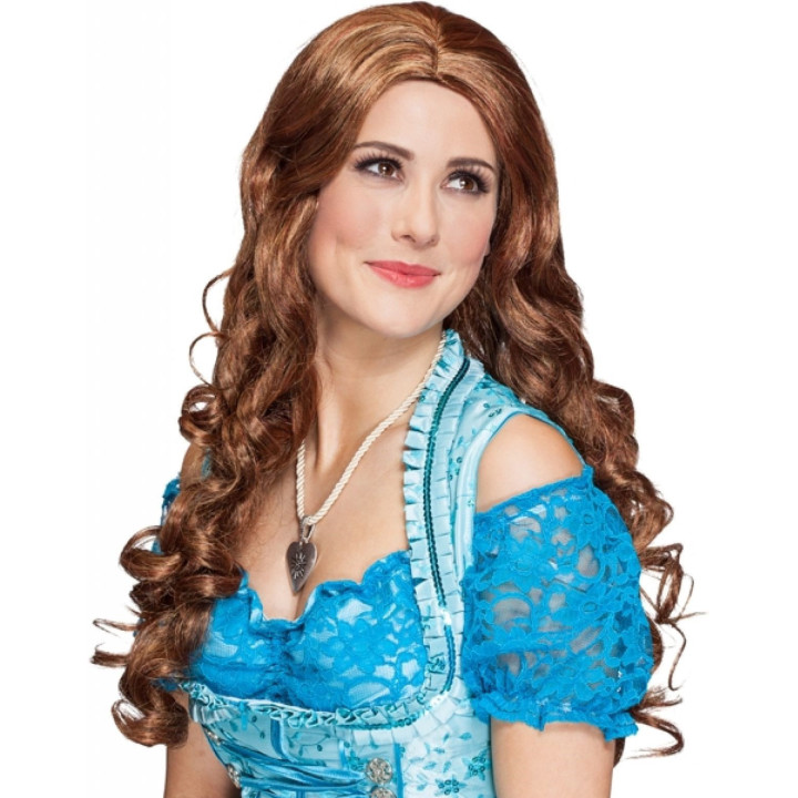 Parrucca castana con boccoli