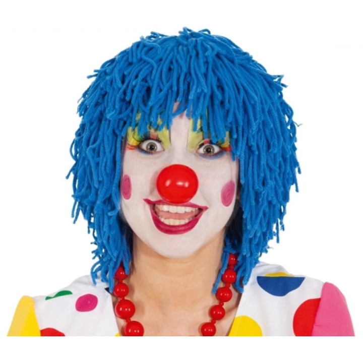 Parrucca clown lana blu