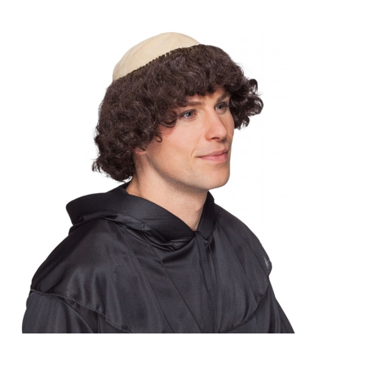 Parrucca da monaco castana